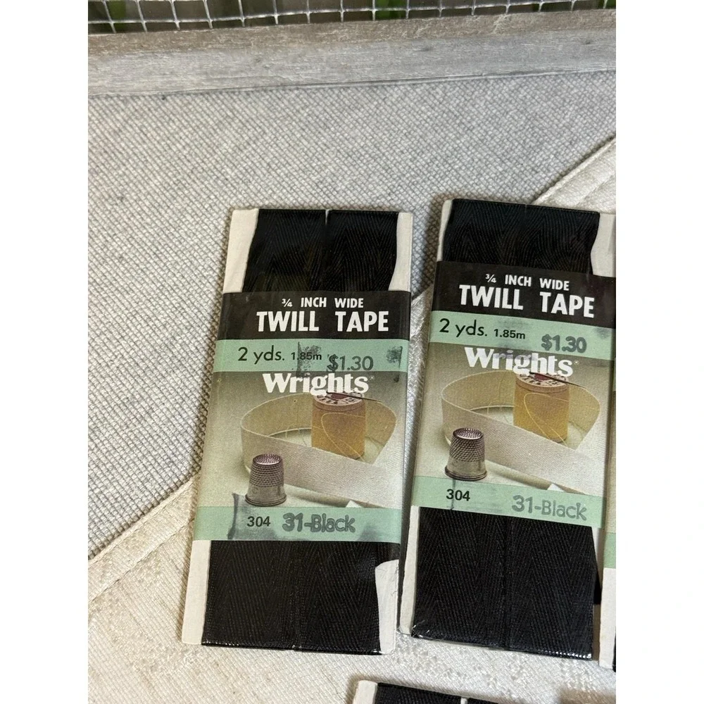 8pk Vintage Wrights Black Twill Tape 3/4